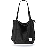 KALIDI Women Corduroy Tote Bag Zipper Casual Tote's Handbag Big Capacity Shoulder Bag with Pockets