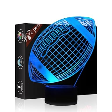 Rugby Ball Geschenk Nachtlicht 3D neben Tischlampe Illusion, Jawell 7 Farben ändern Touch Switch Schreibtisch Dekoration Lamp