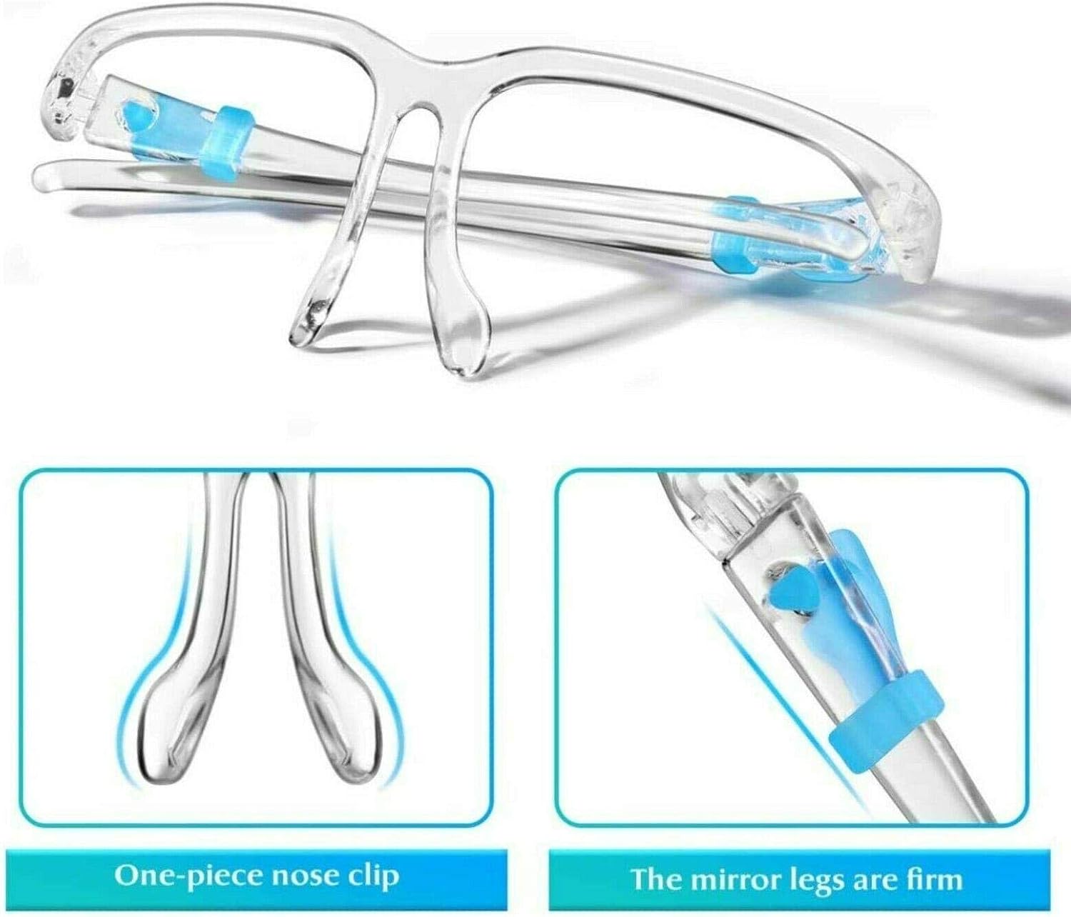 Full Face Covering Anti-Fog Face Shield Clear Glasses Frame Safety Protection Visors Guard Kit (Pair of Glasses Frame + 3 Shields) PPE - Image 3