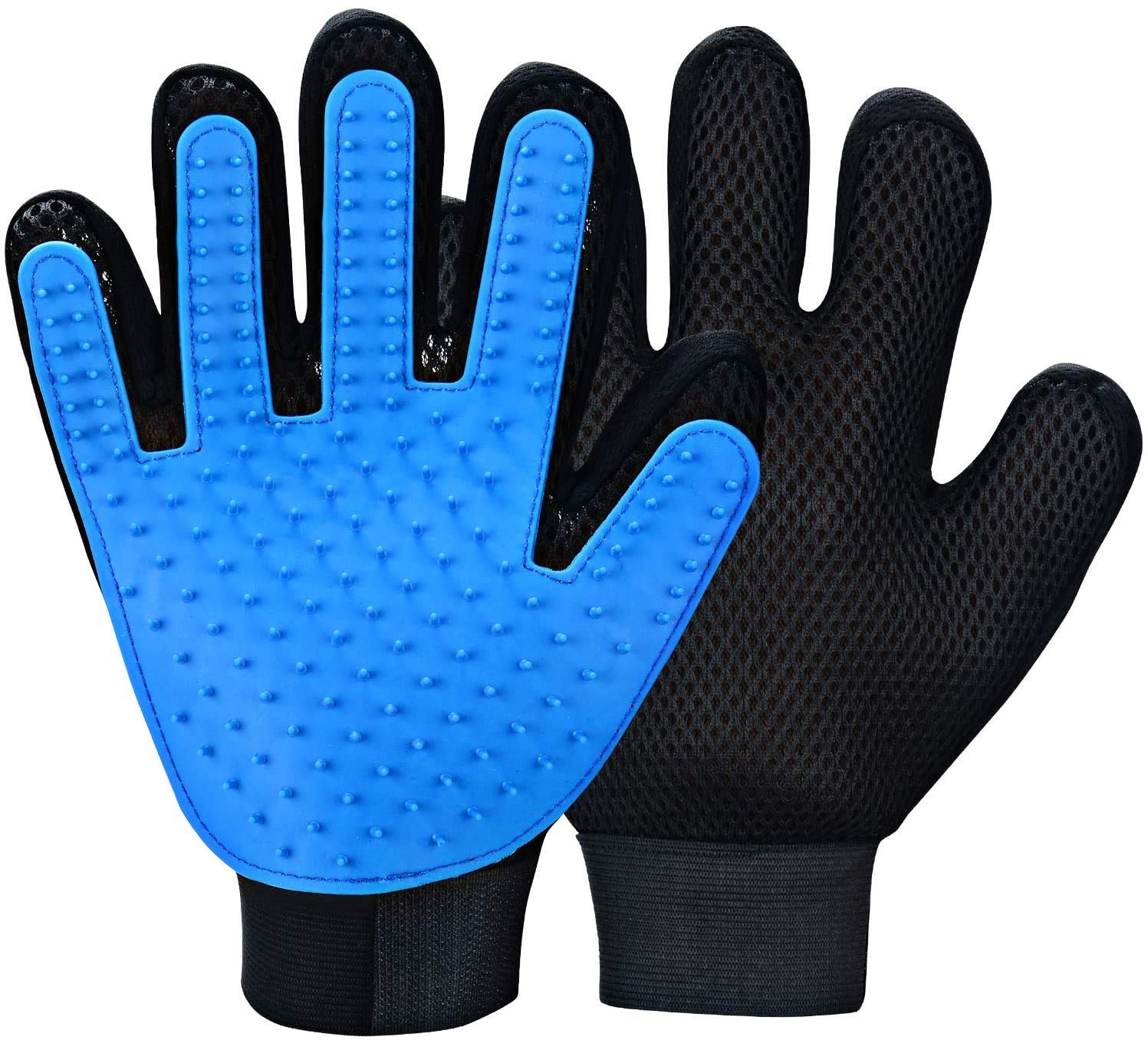 Petper Pet Grooming Glove, Bathing Brush Glove, Pet Hair Remover Deshedding Gloves for Pet Dog Cat 1 Pair, blue