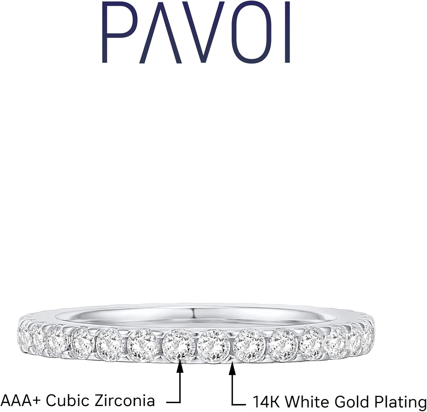 PAVOI 14K Gold Plated Cubic Zirconia Diamond Stackable Eternity Bands for Women: Clothing