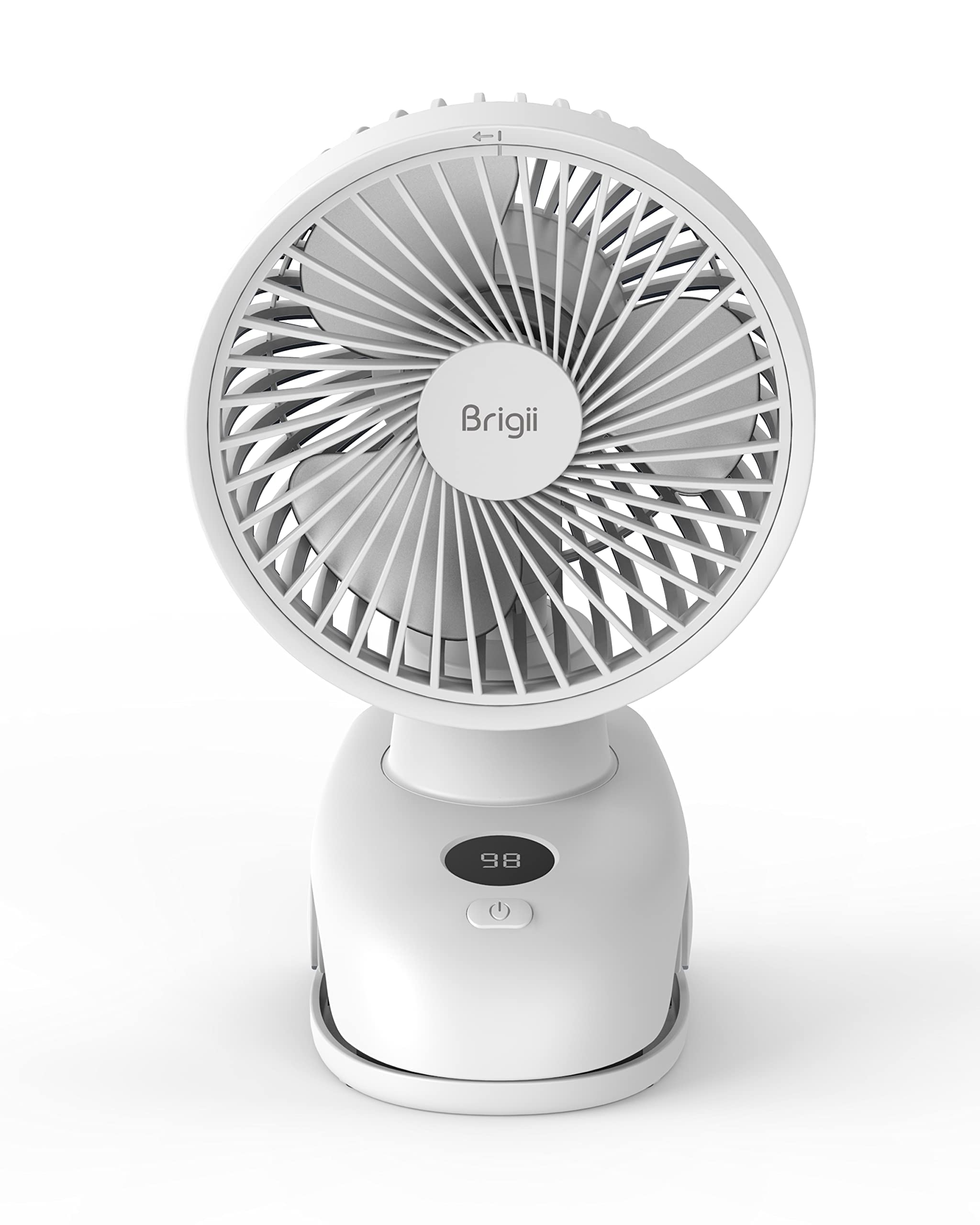 Photo 1 of Brigii Desk&Clip Fan - Small 5 INCH Travel Fan, 14H Battery Life, Battery Display, 4-Speed, Type-C Rechargeable - White