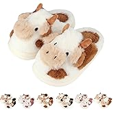 LANIVIC Kids Cow Slippers Toddler Boys Girls Soft Plush House Slippers Cute Animal Winter Comfy Warm Fuzzy Memory Foam Non-slip Indoor Outdoor Shoes