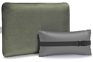 Besst Survivor Compressible Camping Pillow, Memory Foam Pillow for Backpacking, Travel -Neck Lumbar Support, Lightweight Compact Pillow with Washable Pillowcase- Hiking Essential -Gray