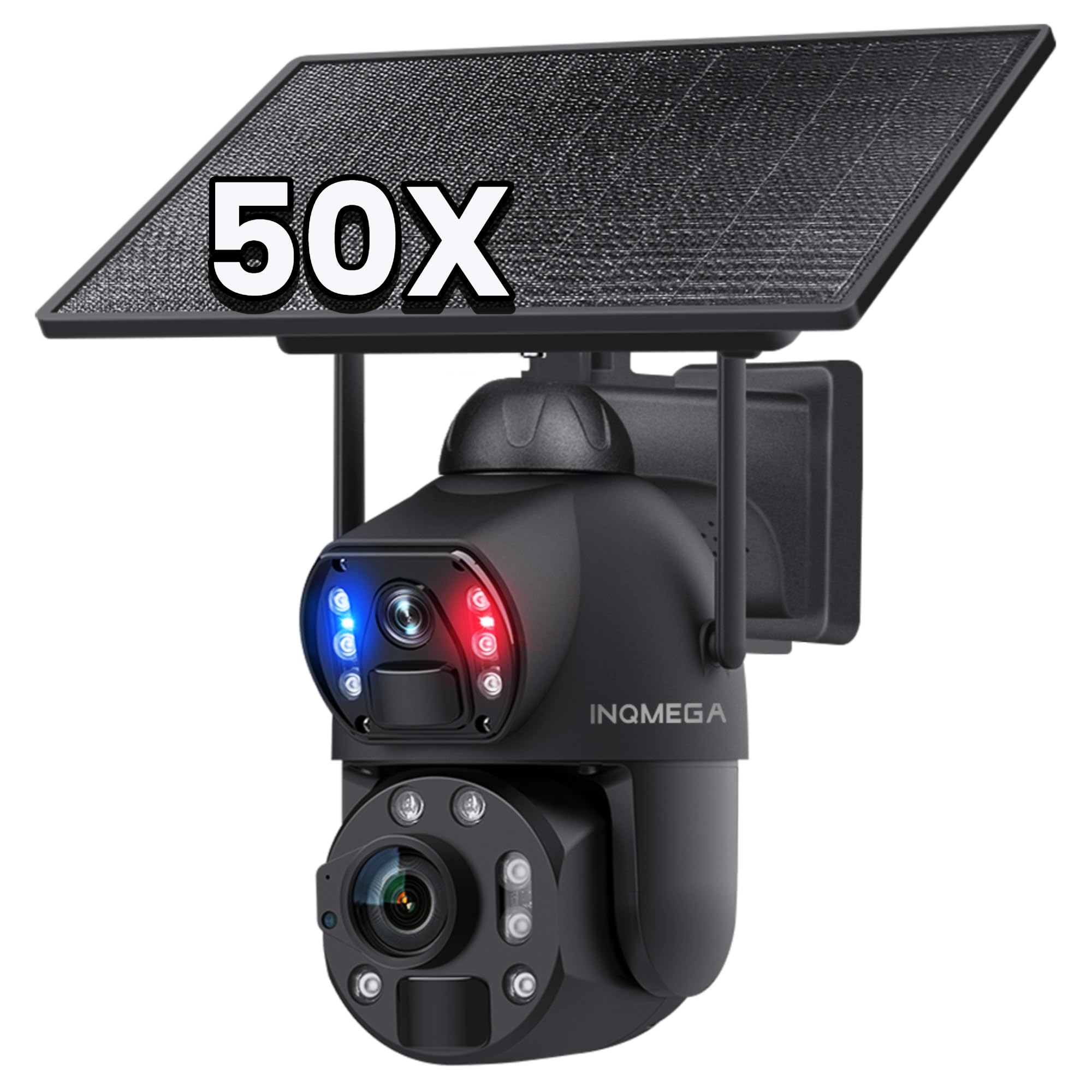 Photo 1 of INQMEGA 4G LTE Solar Security Camera, 50X Optical Zoom, 6MP Dual-Screen Wireless Camera with Color Night Vision, PIR Motion Sensor, 2 Way Talk, Include 4G Card