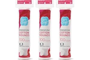 Medline Simply Soft Cotton Rounds (300 Count), 100% Cotton Absorbent and Textured Cotton Pads, Lint-Free