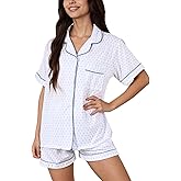 Zuafy Women's Pajamas Set Button Down Ladies Summer Pajamas Monkey Printed Sleepwear Short Sleeve 2 Pc Pjs for Birthday Gift