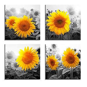 Canvas Wall Art for Living Room Bathroom Wall Decor for Bedroom Kitchen Artwork Canvas Prints Sunflower Flowers Painting 12" x 16" 3 Pieces Modern Framed Office Home Decorations Family Picture