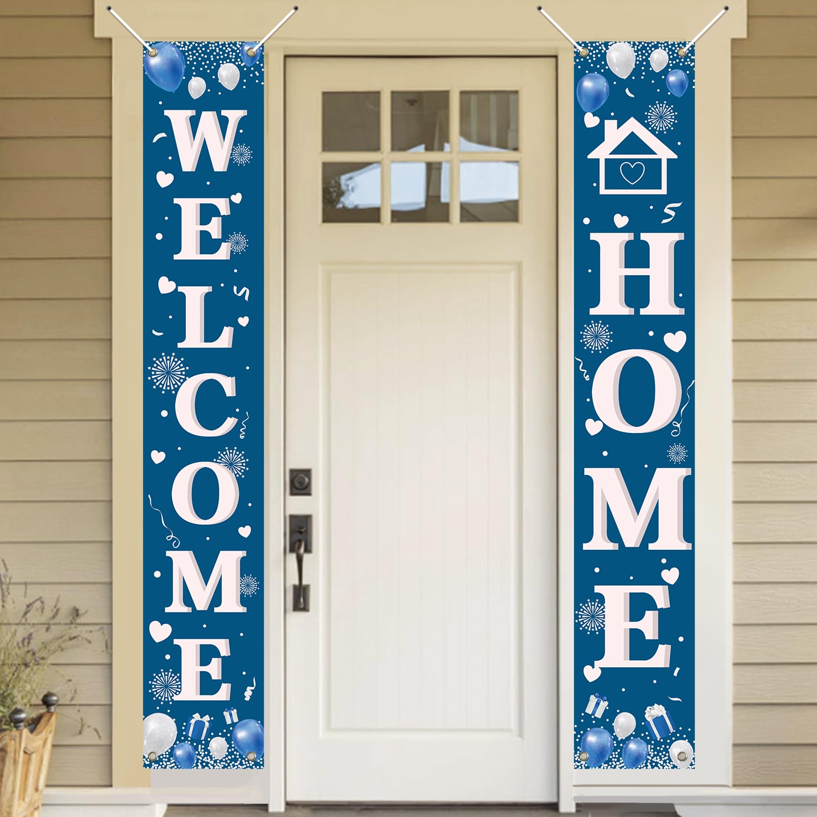 Koliphy Welcome Home Banner Decorations, Welcome Home Door Banner Decor Background Photo Booth for Homecoming Family Returning Party Supplies