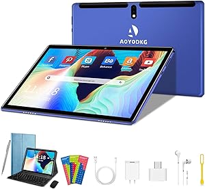 Tablet 2 in 1 Tablet PC MTK6580 Quad Core 1.3Ghz Processor, Android 9.0 (GO Editiom) Tablet, 10.1 inch HD (1280 x 800) IPS Display with Keyboard Case,Type-C,BT4.2,WiFi,64GB Storage- (Blue)
