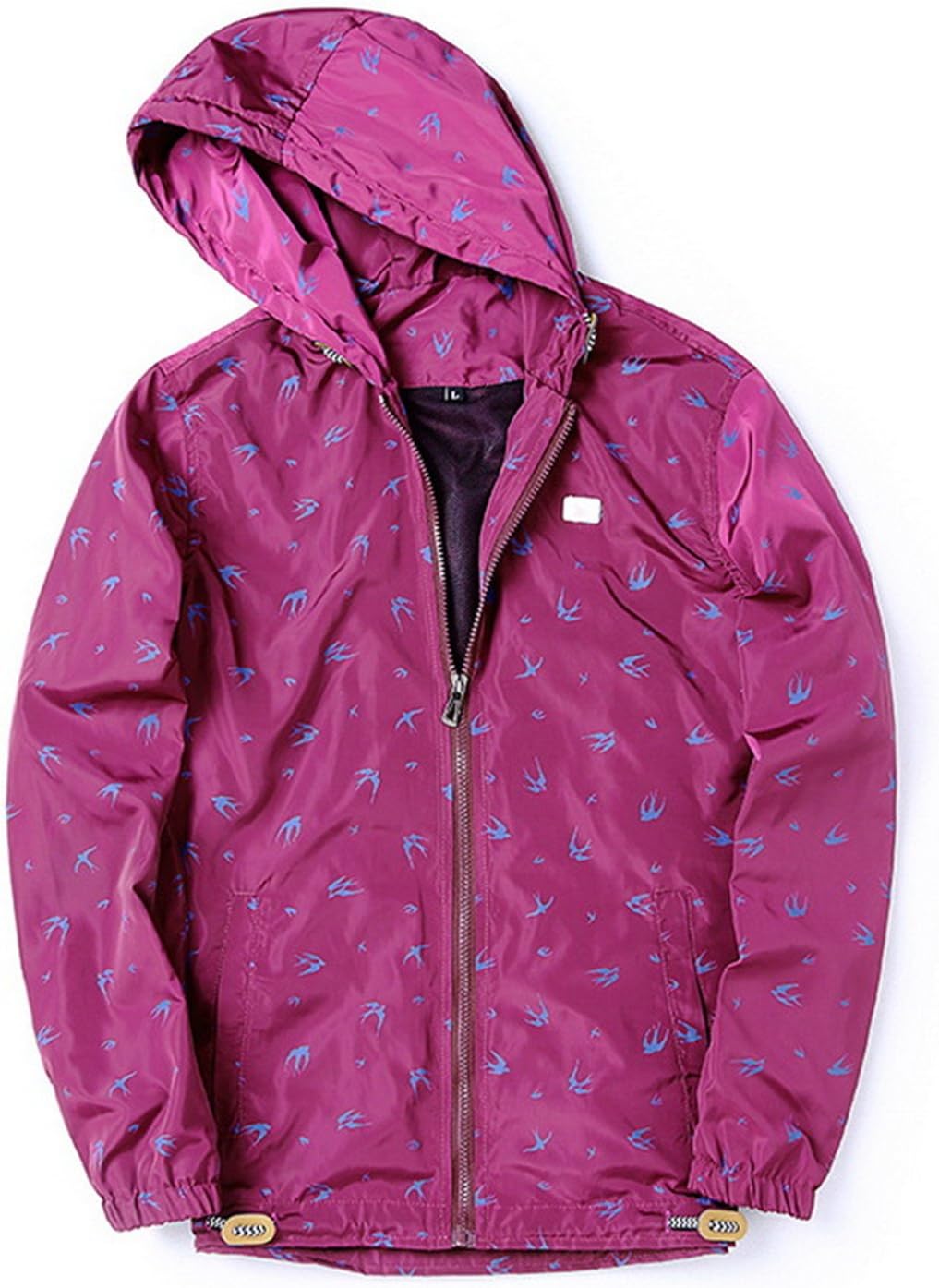Mary Steele Printed Hooded Jacket Men Zipper Spring Autumn Mens Windbreaker Jackets with Hood Men's Thin Jacket Slim Fit Purples XXXL