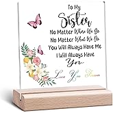 Sister Birthday Acrylic Plaque Sister Christmas Desk Decor Soul Sisters Gift for Women Long Distance Friendship Gifts Sibling Best Friend Bestie Gift for Women Office Desk Sign Mother's Day Gifts