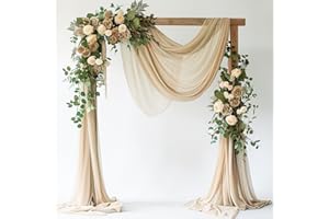 Wokceer Wedding Arch Draping Fabric 28.7" x 20FT Champagne Drapes Sheer Fabric Backdrop Arch Draping Fabrics for Wedding Cere