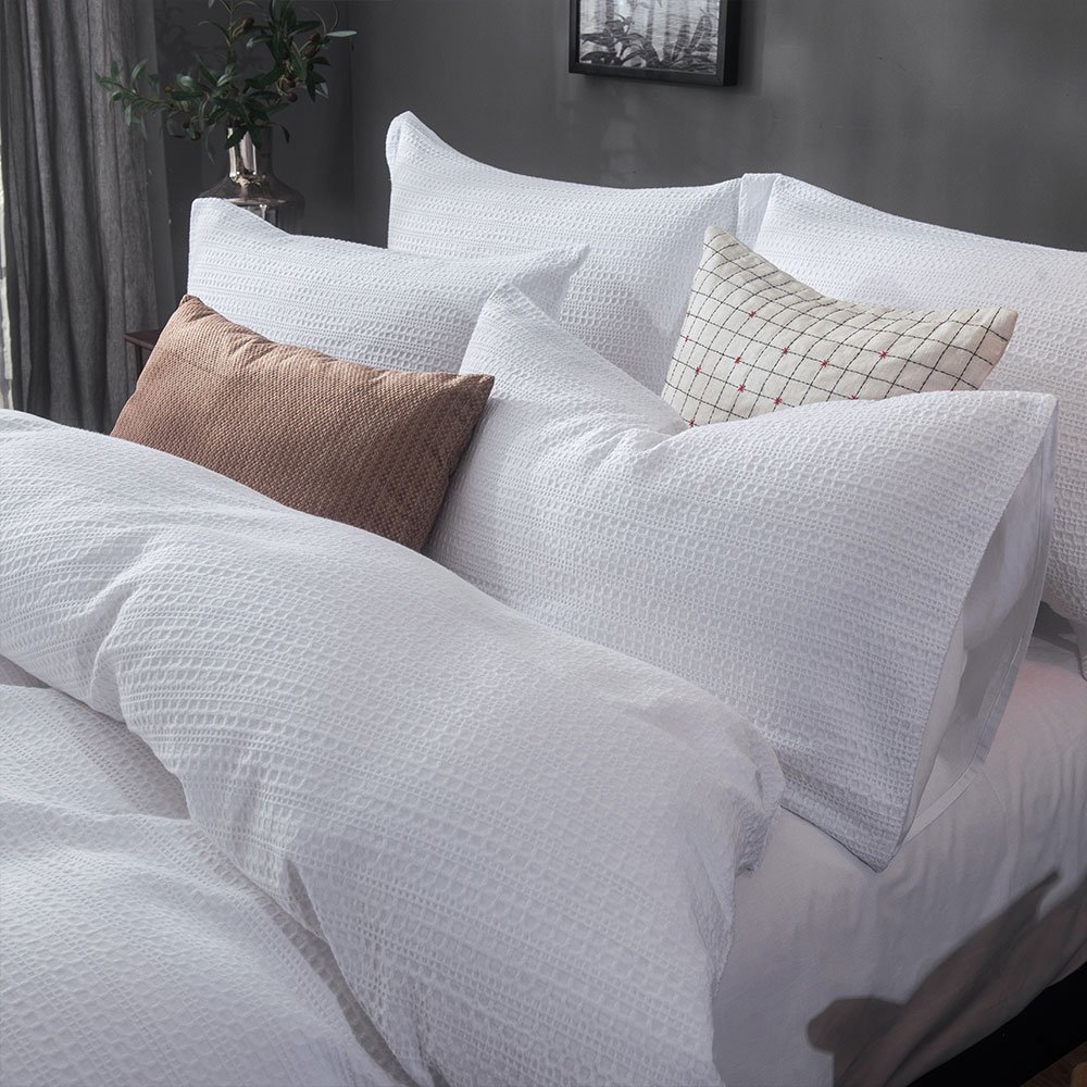 Merryfeel Sand Washed Cotton Waffle Weave Duvet Cover Set Twin eBay
