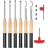 DEEFIINE 18.3" Full Size Carbide Tip Wood Lathe Turning Tool Kit(6PCS), Lathe Roughing and Finishing Hollow Tool with Diamond