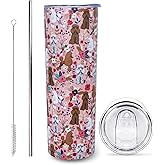 sxmluedn Poodle Gifts for Women Cute Dog Tumbler Coffee Cup for Women Poodle Travel Mug 20 Oz Stainless Steel Insulated Water Bottle With Lid and Straw