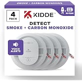 Kidde Hardwired Smoke &amp; Carbon Monoxide Detector, 10-Year Battery Backup, Voice Alerts, Interconnectable LED Warning Light Indicators, 4 Pack
