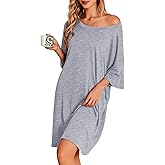 Ekouaer Plus Size Nightgowns for Women Bamboo Viscose Sleepshirts Short Sleeve Nightshirt Oversized Sleepwear Sleepdress