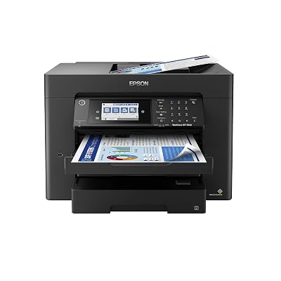 Epson Workforce Pro WF-7840 Wireless All-in-One Wide-Format Printer with Auto 2-Sided Print up to 13" x 19", Copy, Scan and Fax, 50-Page ADF, 500-sheet Paper Capacity, 4.3" Screen,Black