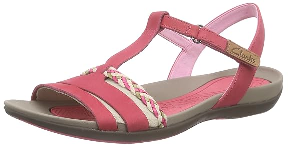 Buy Clarks Women's Red Leather Fashion Sandals - 9.5 UK/India (44 EU
