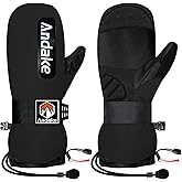 Andake Winter Ski Mittens for Men Women&Teenager,Waterproof & Insulated Snow Gloves, Warm Cold Weather Mittens,Professional Snowboard Mittens for Skiing, Snowboarding,Winter Sports