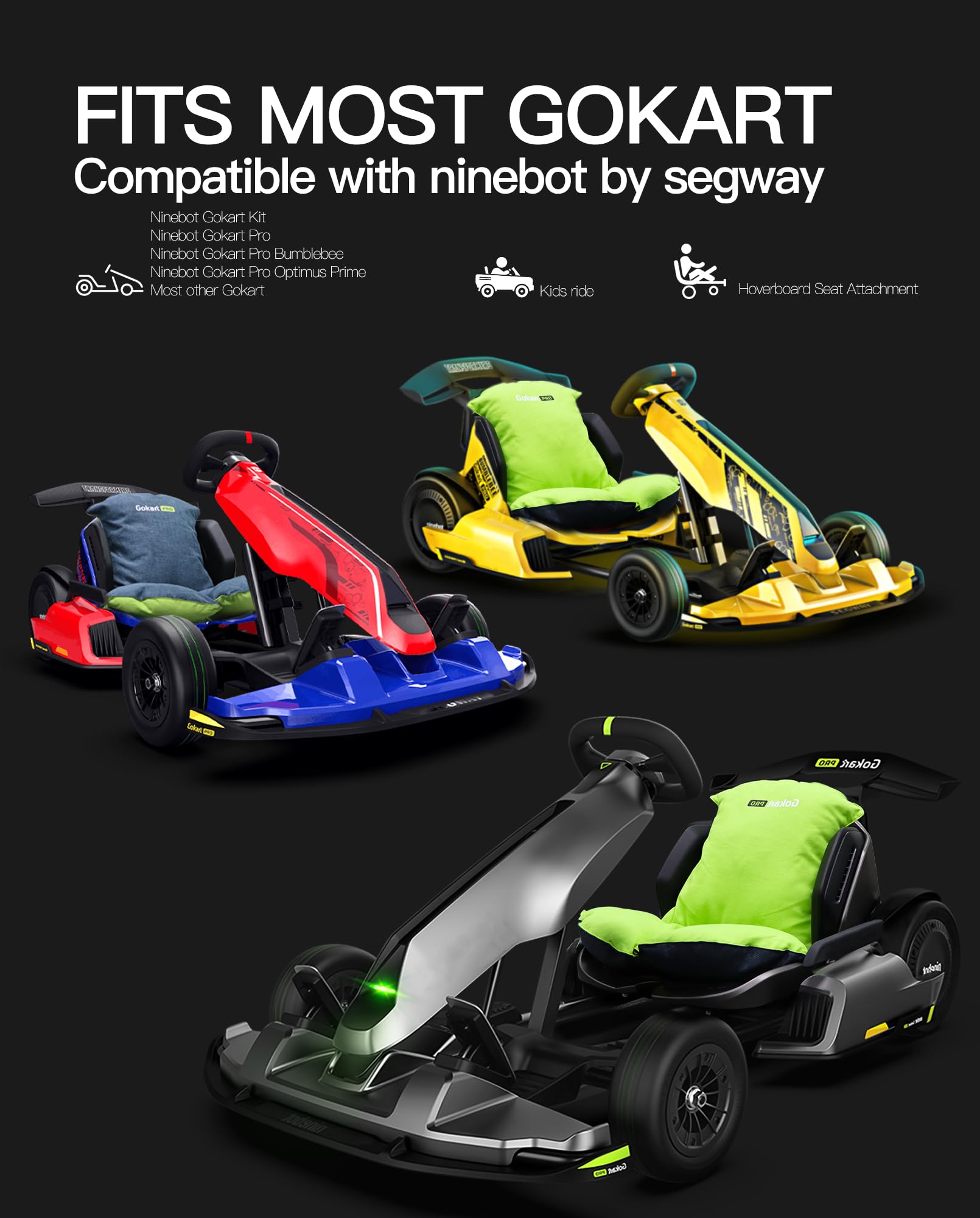 stio Gokart Backrest Seat Cushion Compatible with Ninebot by Segway GoKart Pro and Gokart Kit Comfortable Backrest Soft Pillow for Go Kart Pro Kit(NOT Come with A GOKART)