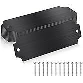 Yaocom 12 Pcs Engraved Name Plates Laser Brushed Solid Metal Plate Personalized Plaque Blank Custom Name Tag Frame Label with Adhesive Backing and Screws for DIY(Black Notched Corner,1'' X 3'')