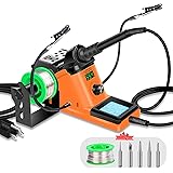 LONOVE Soldering Iron Station Kit – 60W Solder Station 194℉-896℉ Adjustable Temperature, LED Display, Sleep Function, C/F Swi