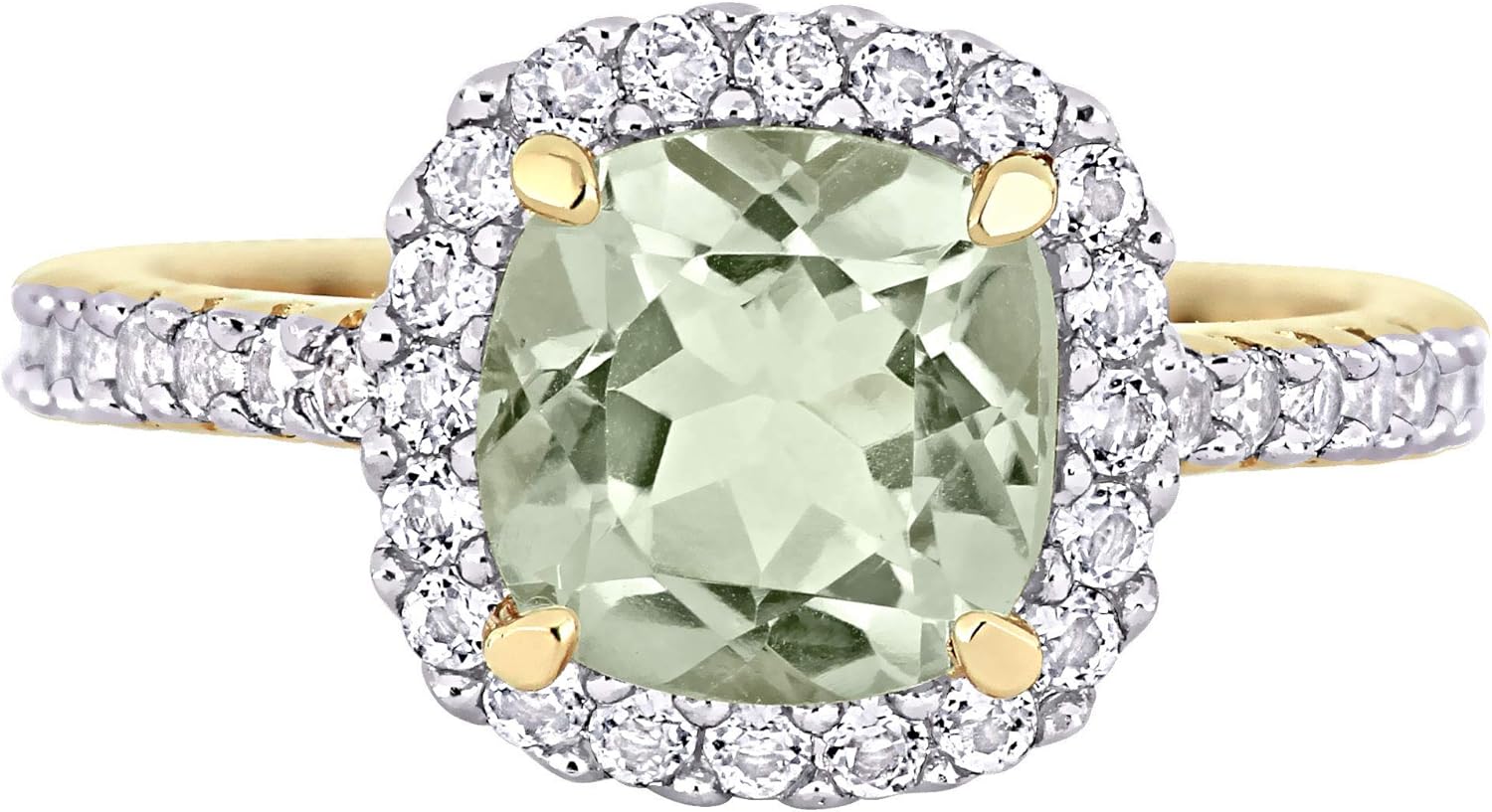 Abbie+Cleo Womens Cushion Cut Gemstone Halo Statement Ring in Flash Plated Sterling Silver: Jewelry
