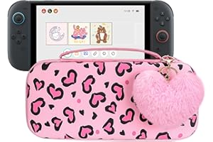 DLseego Love Leopard Storage Carrying Case for Nintendo Switch 2 (2025) Accessories Set, 10 Game Card Slots Cute Protective, 