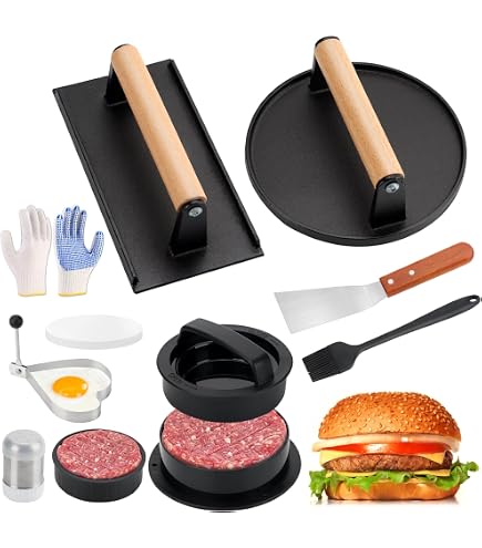 Kit Presse Burger Papier Inclus The Burger Smasher™ Presse à Hamburger En Fonte Robuste | FindTheDeal Presse Smashburger Pour Burger Fin Et Croustillant