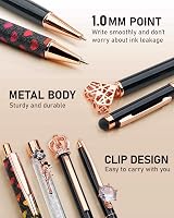 WEMATE 8 Pcs Ballpoint Pens Set Metal Crystal Diamond Glitter Black Blue Ink view 2
