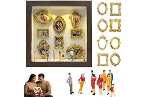 DIY Mini Museum Silhouette Box Gold Photo Frames –Shadow Box Frame Kit, Custom Photo Display Frame Set with Miniature Figurin