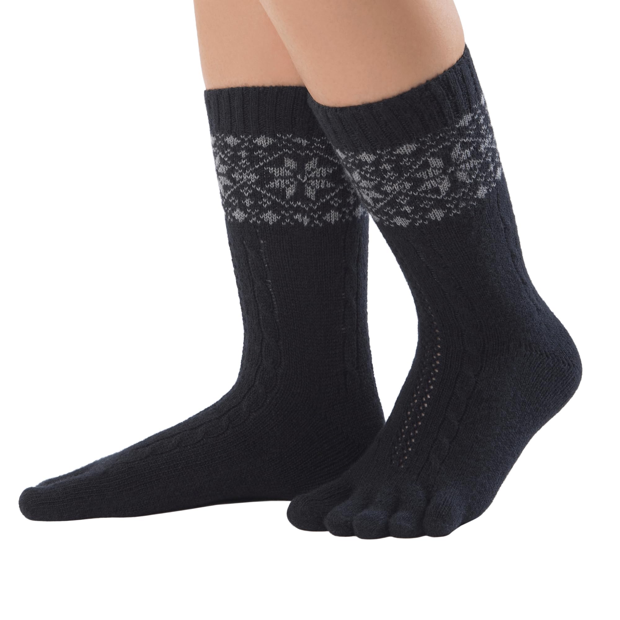 Knitido Naturals Merino and Cachemere | Extra-Warm Winter Toe Socks, Size:UK 9-11 (EU 43-46), Colour:anthracite/light blue (102)