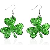 St Patricks Day Earrings Irish Green Hat Clover Dangle Earrings shamrock Holiday Earring for Women (Style-C)