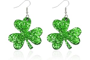 DOLLESS St Patricks Day Earrings Irish Green Hat Clover Dangle Earrings shamrock Holiday Earring for Women (Style-C)