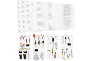 Dobures 8PCS White Metal Pegboard Organizer Set, Heavy Duty Steel Wall Panel for Tool Storage in Garage, Workshop, Office, Kitchen and Craft Room
