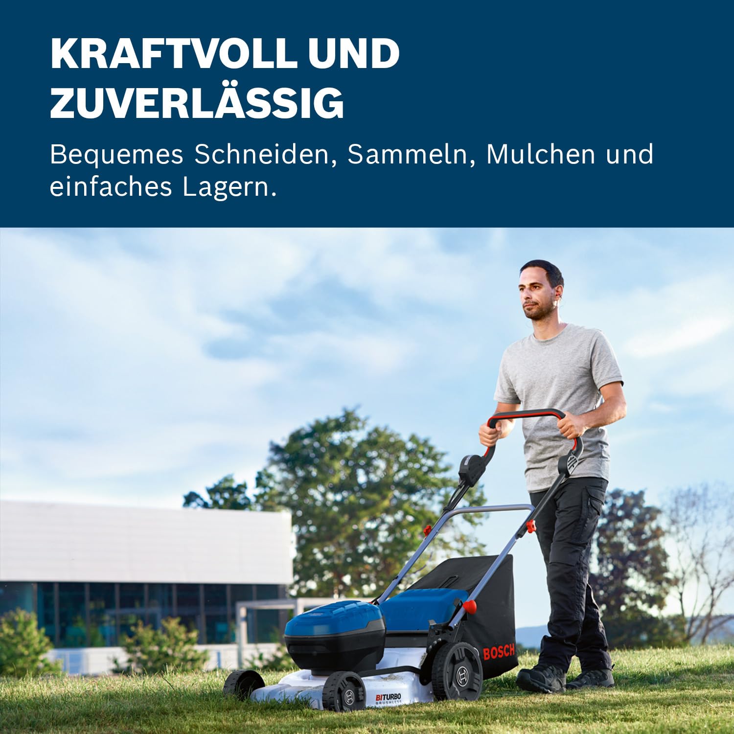 Bosch Professional 18V System Akku-Rasenmäher GRA 18V2-46 (Schnittbreite: 46 cm, 6-stufige Höheneinstellung, 60-Liter-Textil-Grasfangkorb, inkl. 2 x Isolierschlüssel, Mulcher) 4