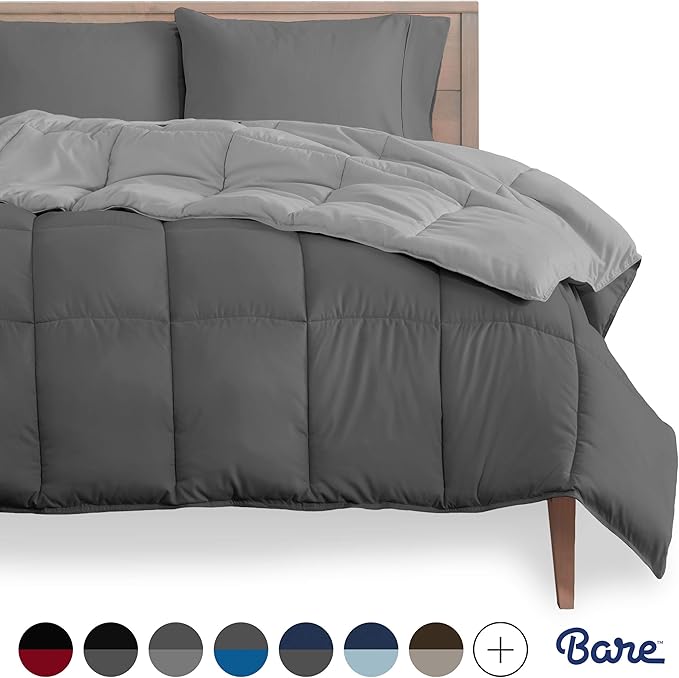 Bare Home Reversible Comforter Full Size Goose Down Alternative