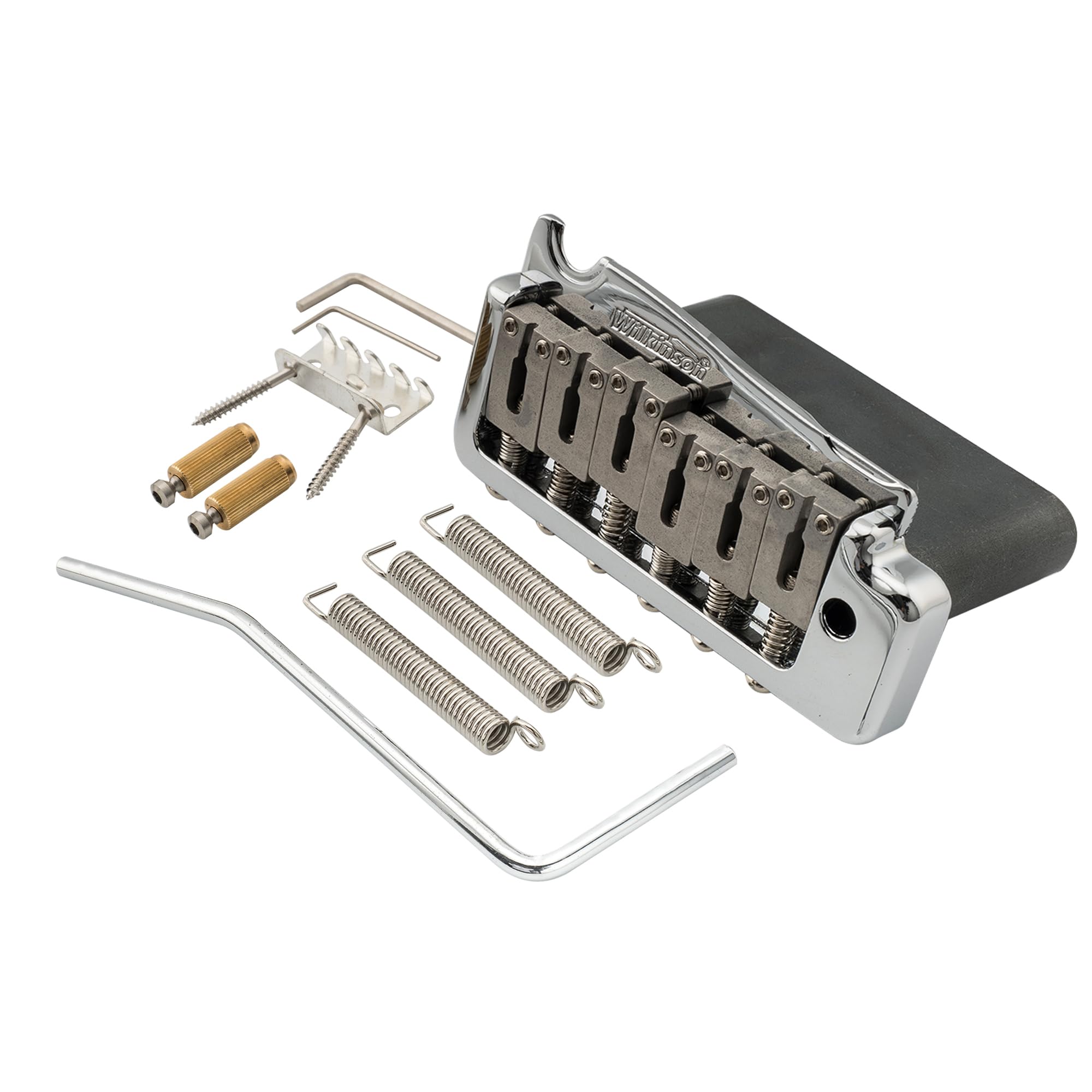Wilkinson WVP-SB 54mm SUS Stainless Steel Saddles 2-Point Guitar Tremolo Bridge with Full Solid Steel Block for Import Strat and Japan Strat, Chrome