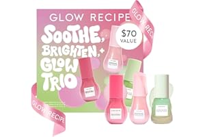 Glow Recipe Soothe, Glow & Bright Gift Set - Niacinamide Dew Drops Illuminating Primer & Avocado Ceramide Facial Serum & Guava Dark Spot Serum - Korean Skincare Travel Kit (3 Count)