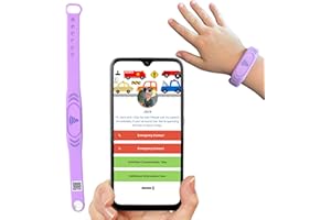 Sharewear Smart Bands for Kids if Lost, Child Safety ID Wristband, NFC Bracelet for Children, Smart Medical ID Band, Lost Kids ID Bracelet, Disney Essentials for Kids, QR Identification (Purple)