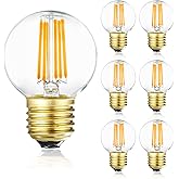 Dimmable G16.5 LED Bulbs,E26 Edison LED Light Bulbs,6W Equal 60 Watt Light Bulb,600lm,Soft White 3000K,Globe Light Bulb for Pendant,Vintage Filament Candle Bulb with Decorative,Φ1.97in*2.99in,6Pack.