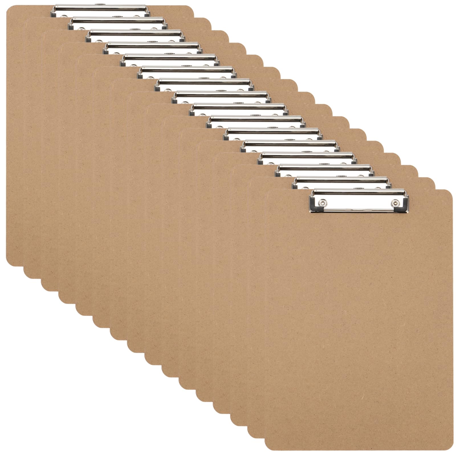 DAKFOOK 16 Pack A5 Wooden Clipboard, 22.5 x 14.8cm Hardboard Clipboards, Clipboards with Hanging Hole and Low Profile Metal Clip, Brown Clip Board for Restaurant Menu, Office Supplies