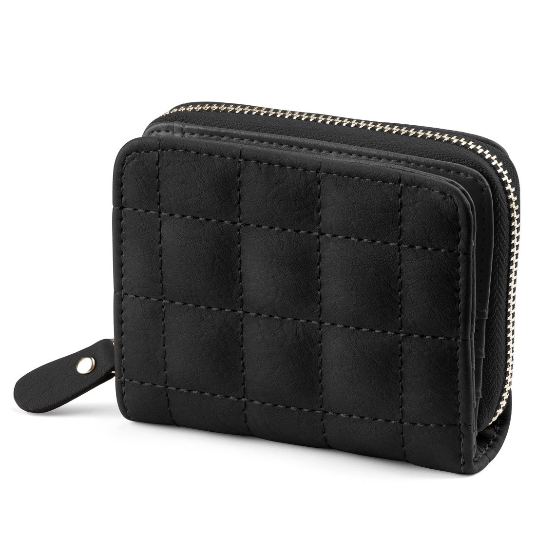 Sourcingmap New Small Coins Credit Cards Zipper Card Holder Short Paragraph Wallet for Lady Black Small