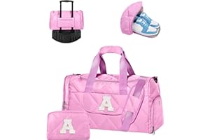 Elilier Christmas Gifts for Girls Women, Initial Duffle Bag, Personalized Gift for Her, Teen Girl Gift Trendy Stuff, Overnight Weekender Bag with Pouch, Birthday Gift for Daughter, Friend, Mom, Sister