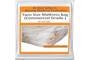 MOVINGHOST Twin Mattress Bag Cover for Moving or Storage - 5 Mil Heavy Duty Thick Plastic Wrap Protector Reusable Bag