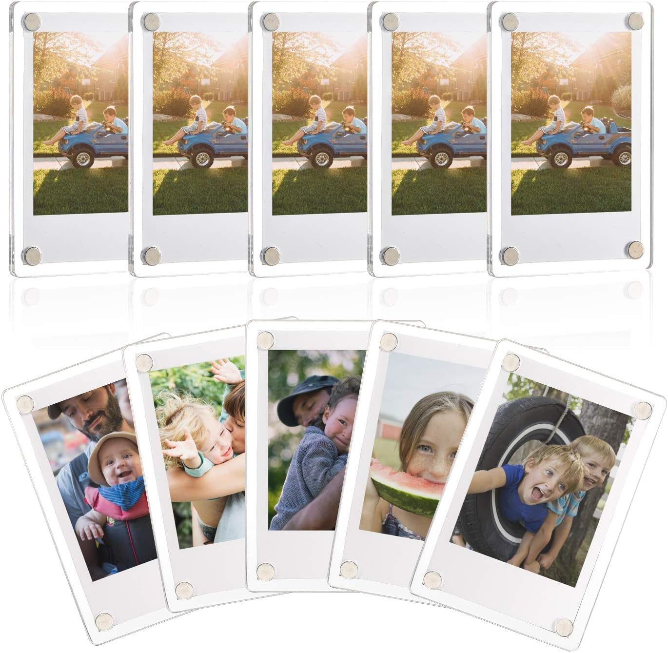 Photo Albums, Frames & Accessories - ONE WALL Acrylic Fridge Magnetic Frame, Double Sided Photo Refrigerator Magnet Picture Frame for Fujifilm Instax Mini, 2.36 x 3.54 Inch, Pack of 10