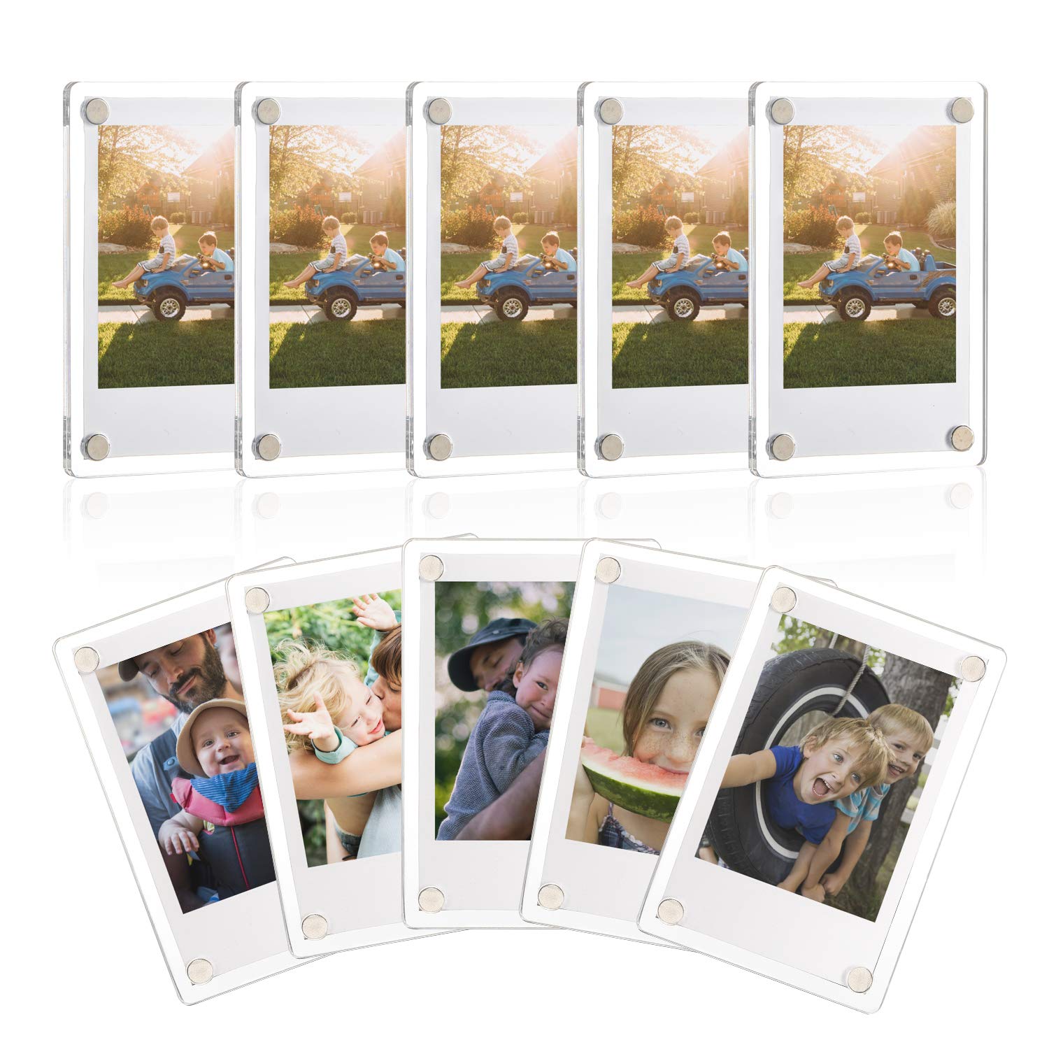 Photo 1 of ONE WALL Acrylic Fridge Magnetic Frame, Double Sided Photo Refrigerator Magnet Picture Frame for Fujifilm Instax Mini, 2.36 x 3.54 Inch, Pack of 10
