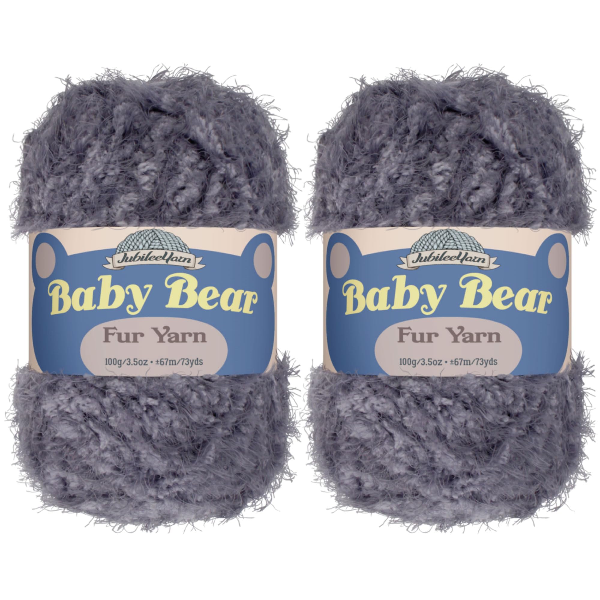 JubileeYarn Baby Bear Yarn - Chunky Weight Polyester Fur - 100g/Skein - Smoke Grey - 2 Skeins